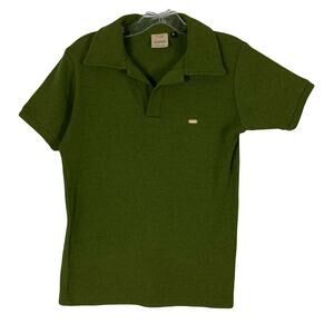 NWOT TODD OLDHAM Jeans Top M Vintage Polo Olive-Green Logo-Embroidery ShortSleev